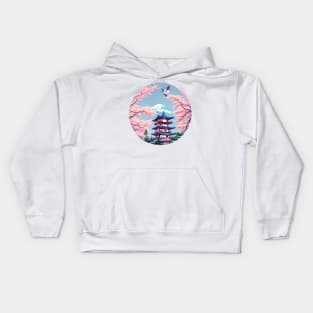 Japanese House by the Mountain Kids Hoodie